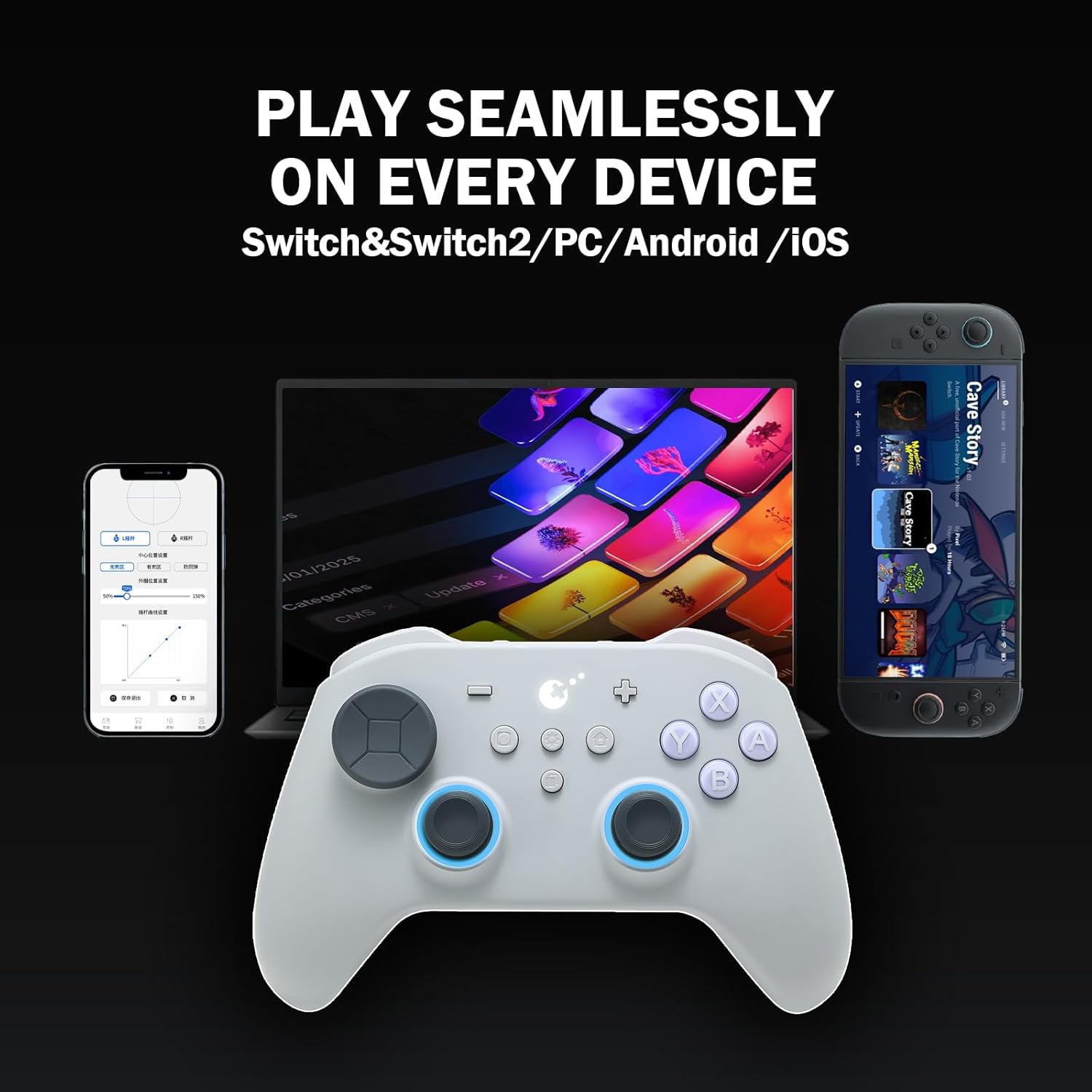 GuliKit TT MAX Bluetooth Controller For Switch 2/PC/Android/iOS - Ultra Fast Wireless Gamepad with Tension Adjustable TMR Joysticks,Micro/Hall Triggers,4 Rear Paddles,Switch 1/2 Wake-Up,Multi-functional Adapter - Image 7