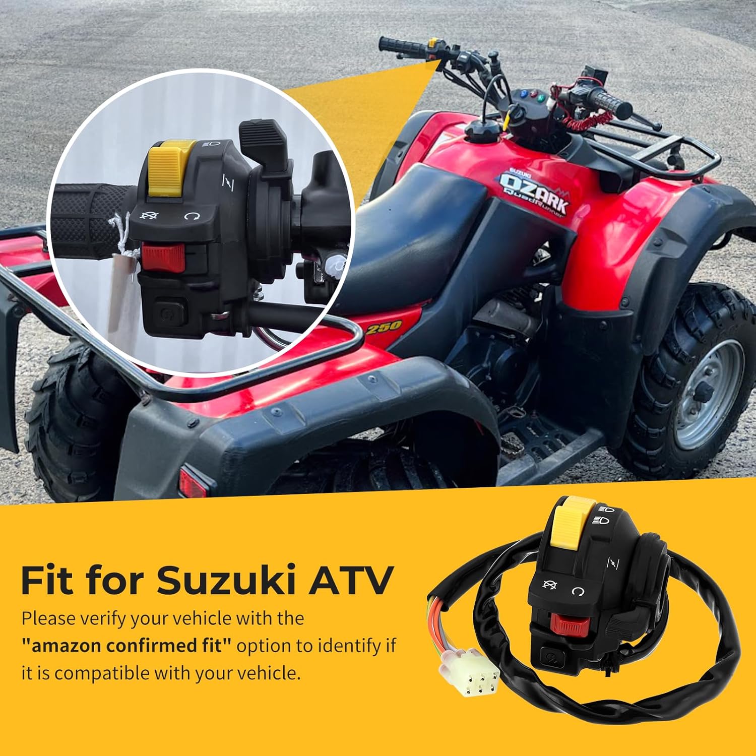 M MATI Left Handlebar Start Stop Headlight Switch for Suzuki Eiger 400 Kingquad 400 Vinson 500 Ozark 250 Quadsport 250 Quadmaster 500 Quadrunner 500 LT-A LT-F LT-Z 37400-27H00 37400-09F02