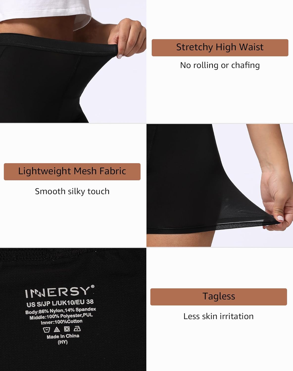INNERSY Women's High Waisted Period Underwear Boy Shorts Panties for Postpartum Menstrual 3-Pack - Image 5
