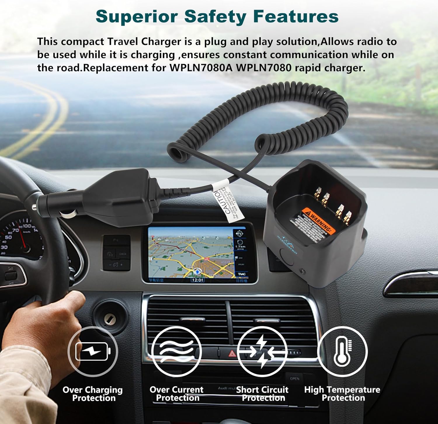 Accessoryway Replace RLN6434A RLN6434 Vehicle Travel Charger Compatible with Motorola APX8000 APX7000 APX6000 APX6000XE APX7000XE APX8000XE SRX2200 Two Way Radio Portable Car Charger Base -NO-IMPRES - Image 3