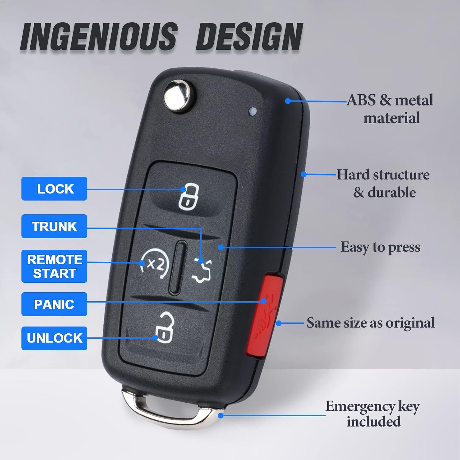 Keymall Keyless Entry Remote Key Fob Replacement for Volkswagen Tiguan Touareg Jetta Golf Golf Sportwagen CC Eos GTI Passat Beetle 2011-2016 NBG010206T ID 48 Chip 5 Buttons