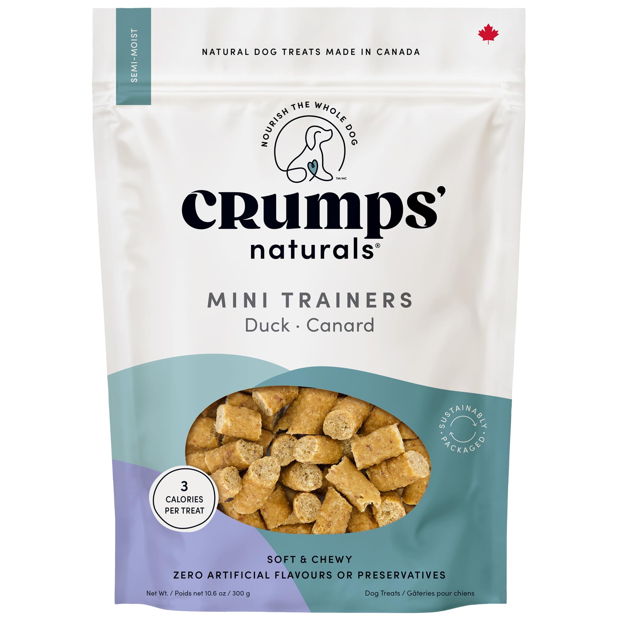 Crumps' Naturals, Mini Trainers Duck (semi-Moist), 300 g, Dog Treats
