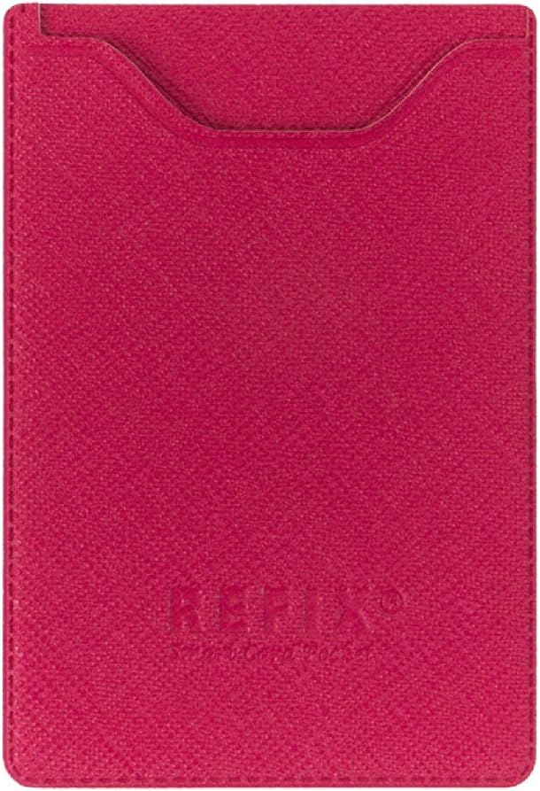 REFIX Self-Adhesive Credit Card Holder Pocket for All Cell Phones, Reusable Detachable Type, Damage-Free (Pink)