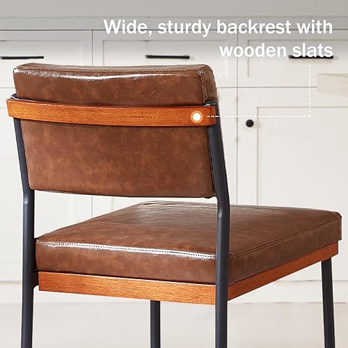 Miniatura 5 de Coffee - Juego de 2 sillas de comedor modernas, sillas de cocina con cojines gruesos y almohadillas ajustables, sillas de comedor tapizadas de piel