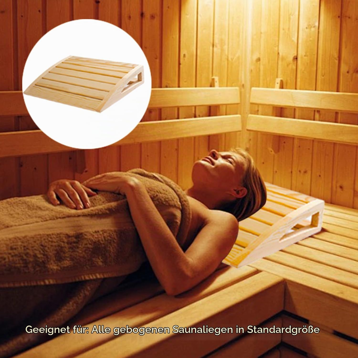 2 Stück Sauna Kopfstütze Holz,sauna zubehör,Ergonomische Saunakopfstütze Holz,Hochwertiges 100% Naturholz,Komfortable & breite,Für alle Saunatypen,für maximale Erholung