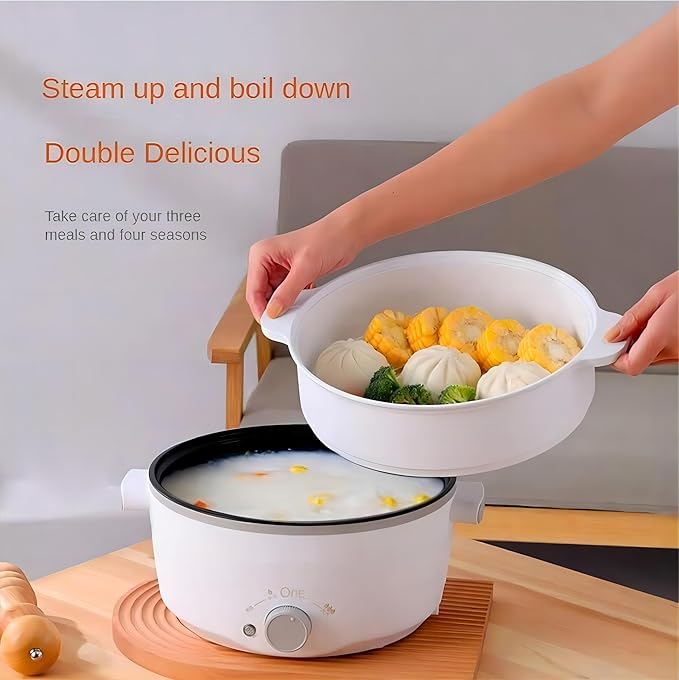 Hot Pot Eléctrico con Vaporera 3L, Antiadherente, Cocina Portátil miniatura 6