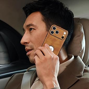 PU Leather Case for iPhone 17 Pro Max,Full Camera Lens Protection Cover,PU Leather Slim Luxury Business Non-Slip Grip Rugged Shockproof Full Body Protective Case for iPhone 17 Pro Max(Brown)