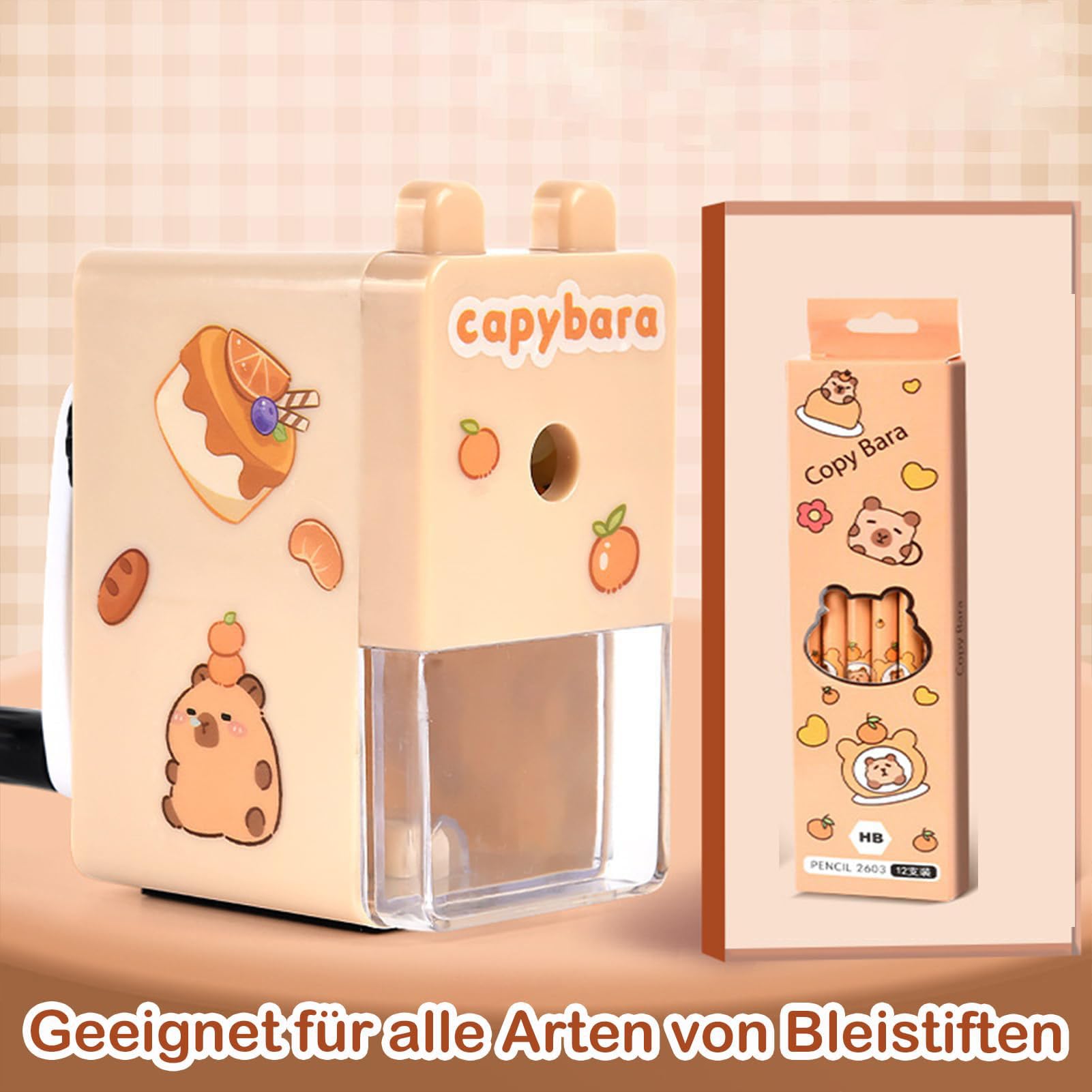 Set di cancelleria capibara, Astuccio per penne per studenti, Capybara stationery con matite, adesivi, temperamatite, Grazioso set regalo di cancelleria per bambini (B)