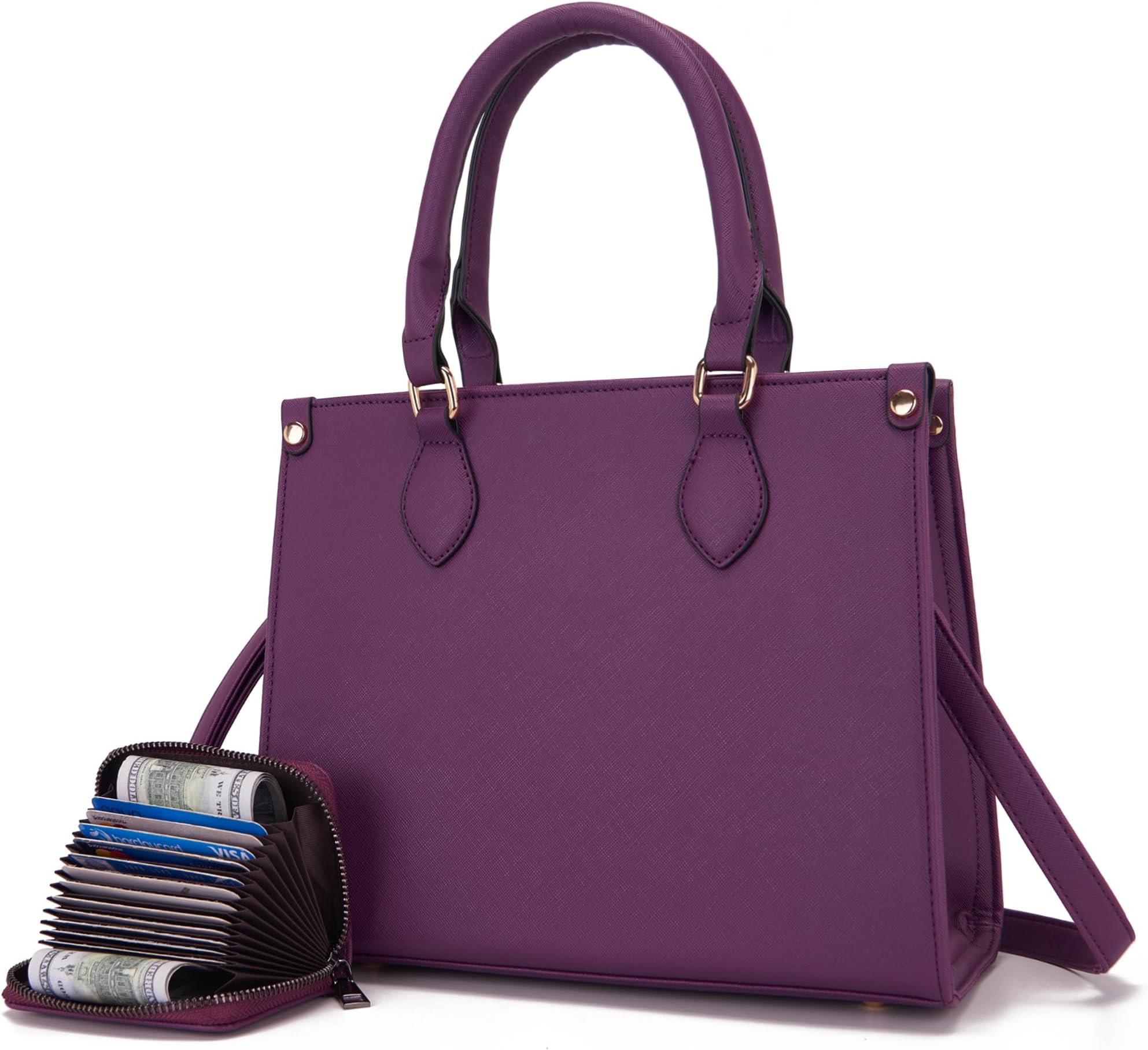 Medium Handbags For Women Vegan Leather Purses Set Satchel Tote Bags With Matching Wallet 2pcs