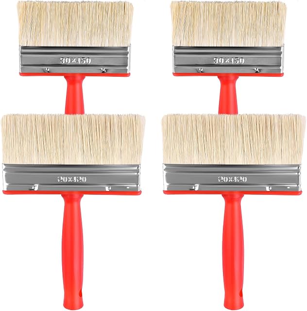 4 Pack Fence Brush Paint Decking Brush Timber Block Brush 120 mm and 150 mm for All Types of Painting Job