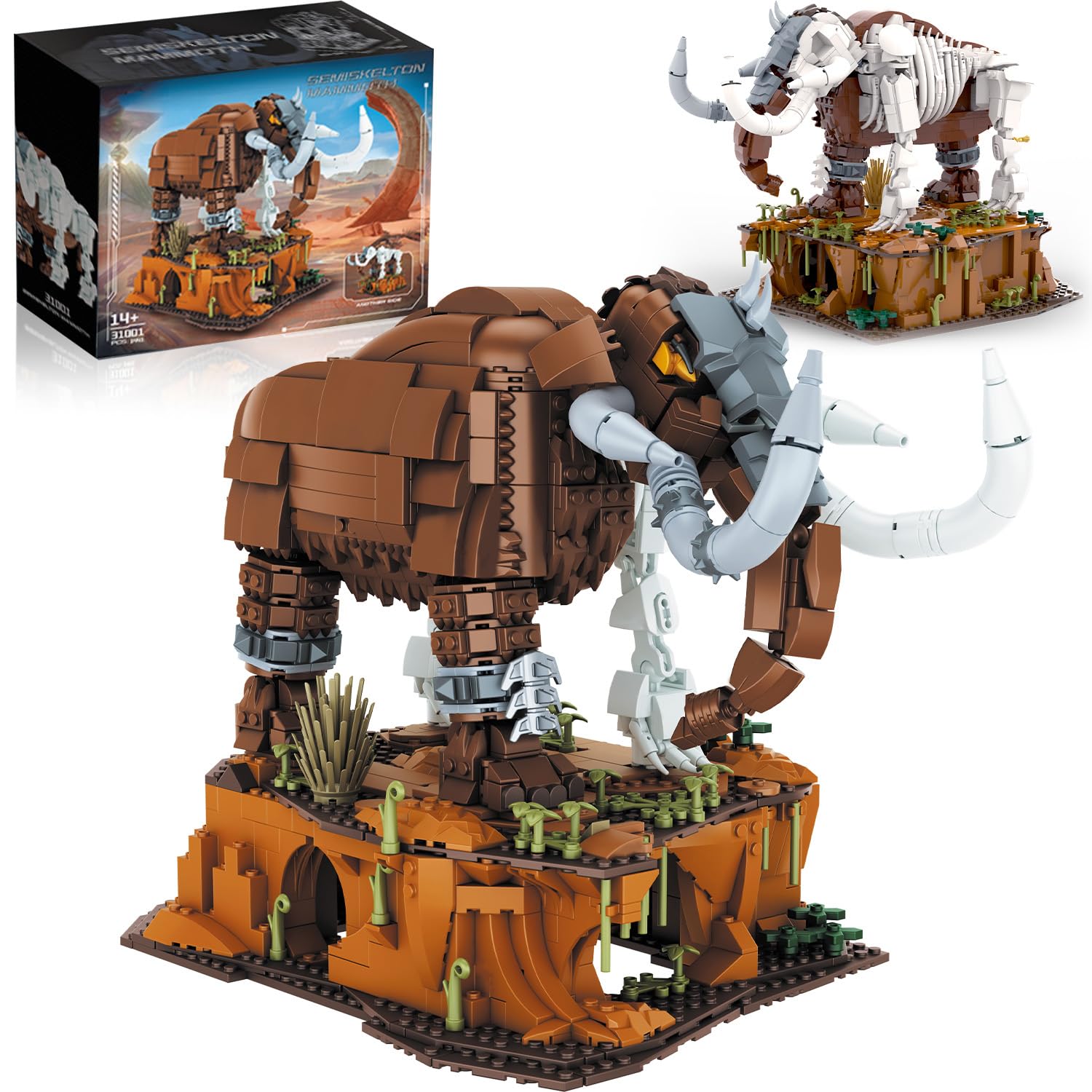 Amazon.com: Huge Mammoth Fossil Building Kit with Habitat Base