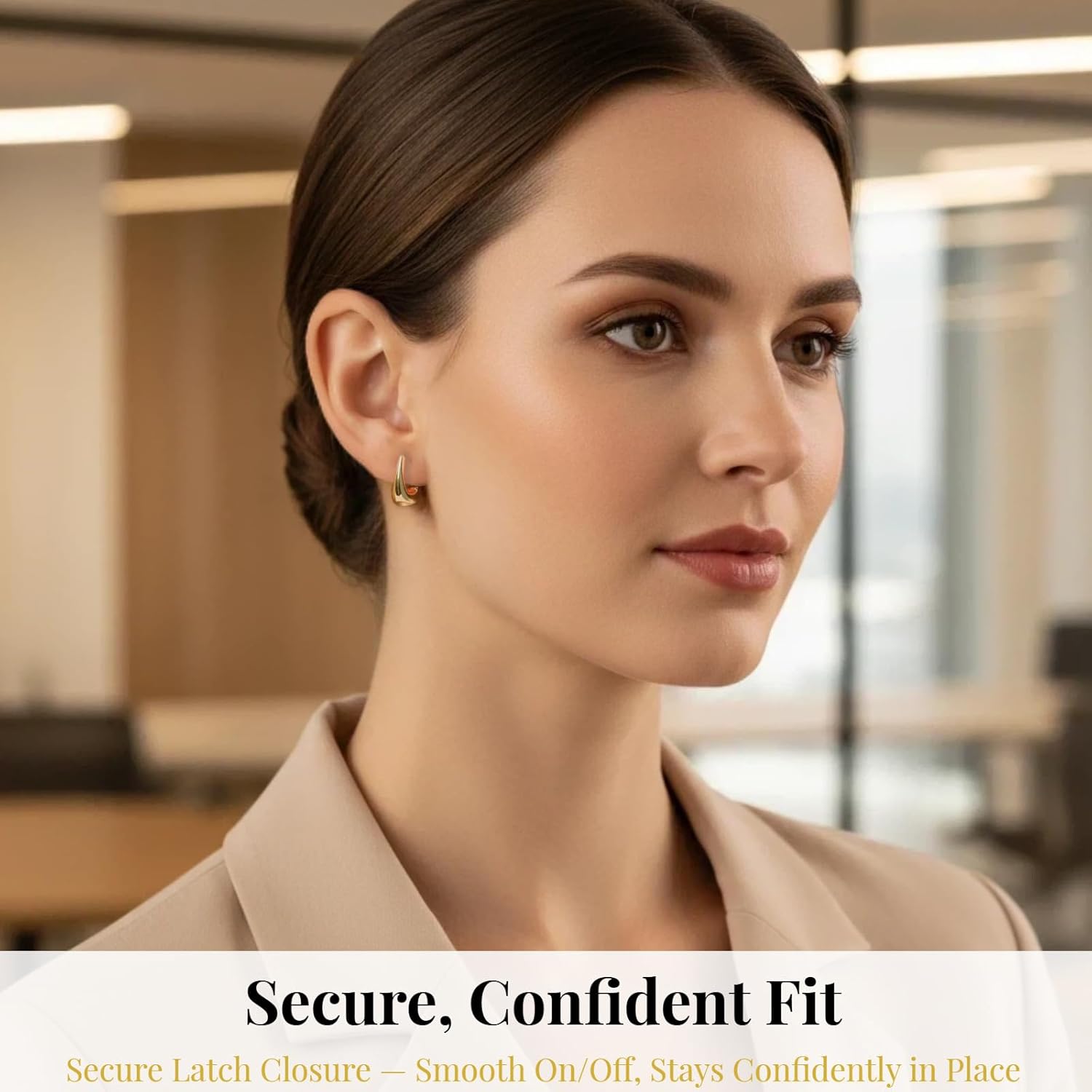 14K Gold/Silver Square Hoop Earrings for Women - Teardrop Hypoallergenic Stainless Steel Huggie Hoops Small Latch Back Geometric Minimalist Jewelry Gifts for Everyday Birthday Anniversary - Image 4