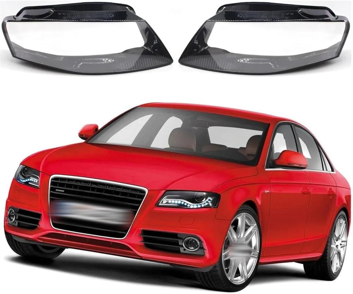 Car Front Headlight Cover for Audi A4 B8 S4 2009 2010 2011 2012, Car Headlamp Clear Lens Cover Replacement Transparent Lampshade Headlights Shell Cover, A/RIGHT