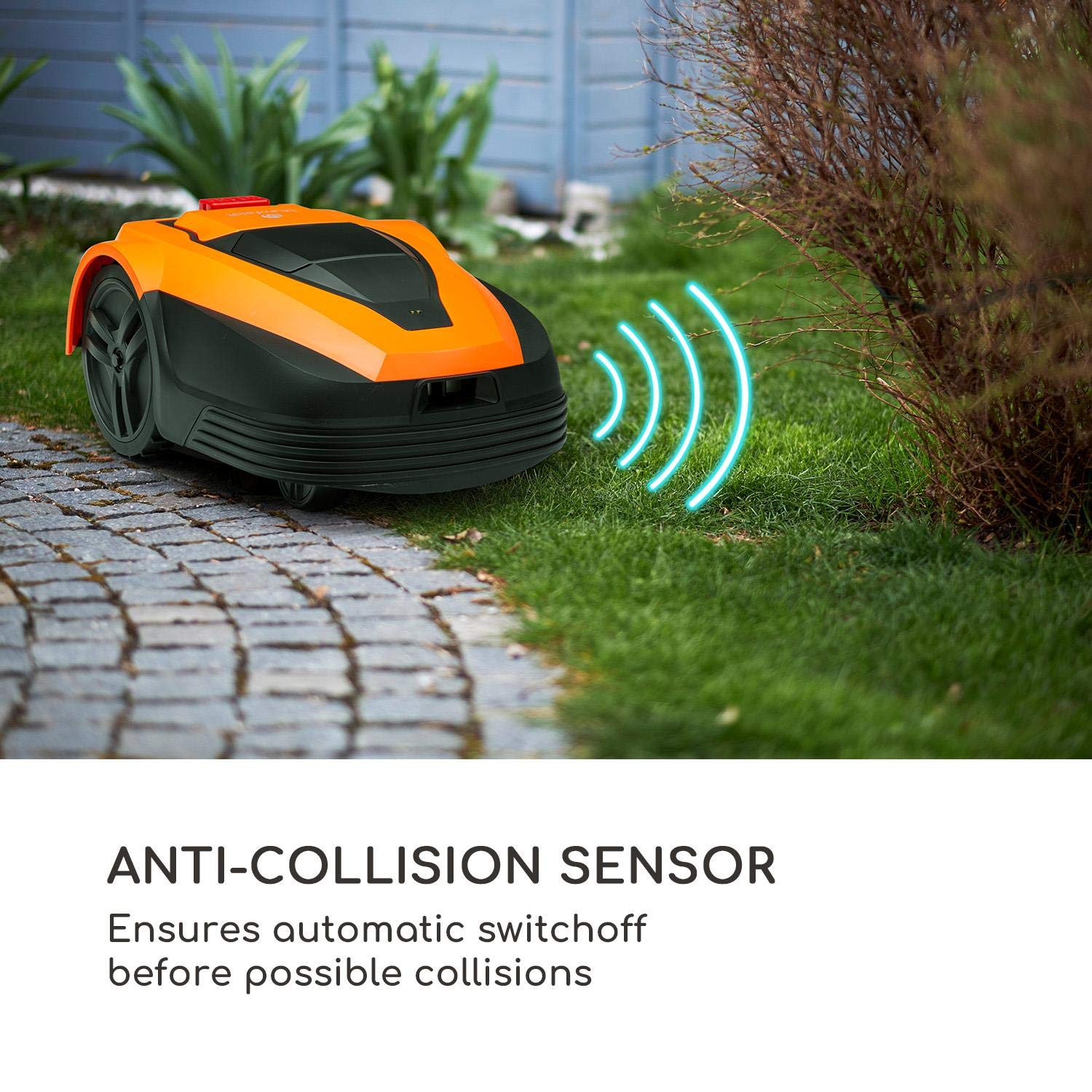 Blumfeldt Garden Hero – Robot cortacésped, batería de Litio de 5,2 Ah, Incluye estación de Carga, Carga automática, autonomía hasta 180 min., Superficie hasta 1.200 m², Certificado IPX4, Salmón