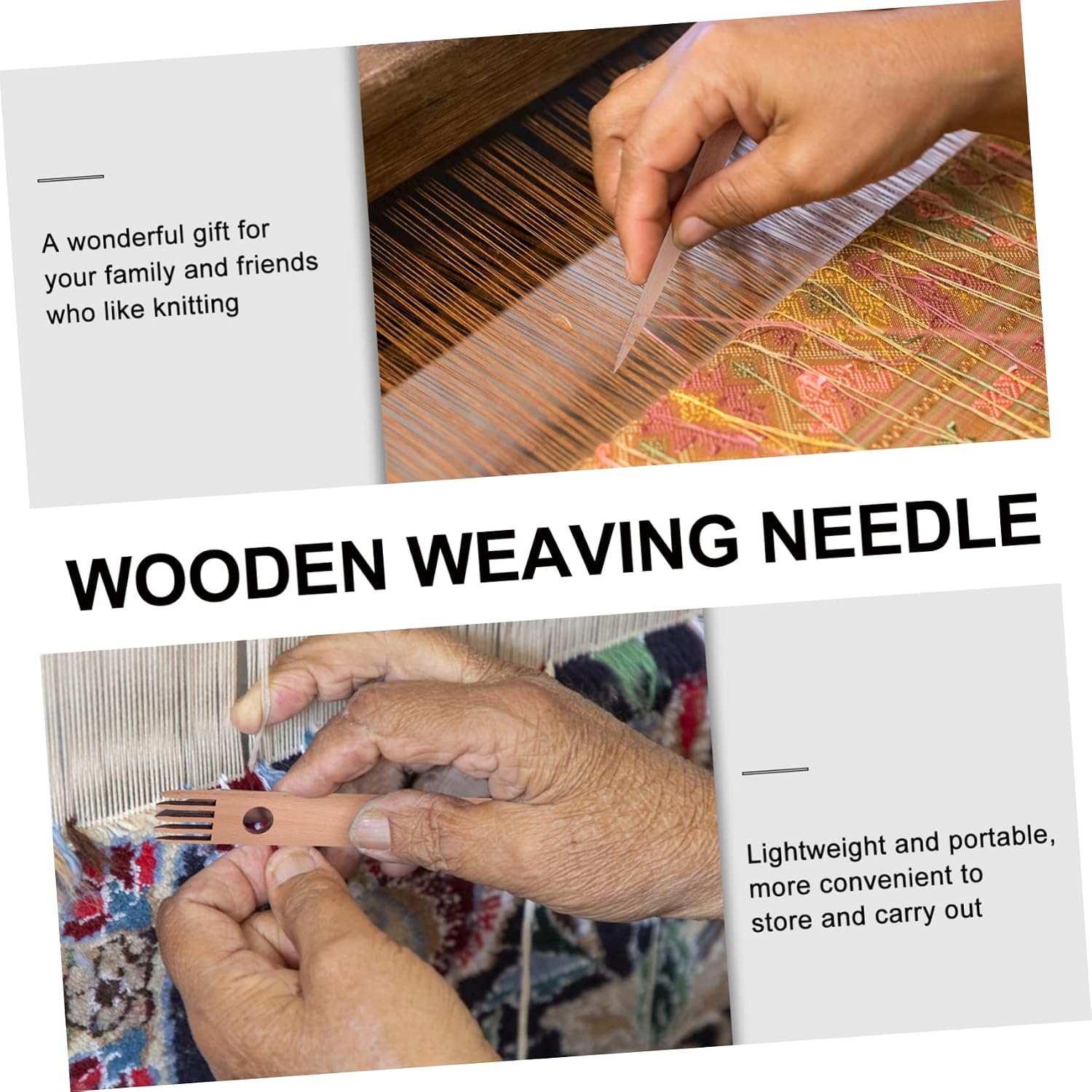 OFFIGAM 1set Weaving Loom Tools Wooden Shuttle Needles Comb for Tapestry Crafts Easy to Use Knitting Kit for Beginners and Advanced for Wall Hangings Scarves