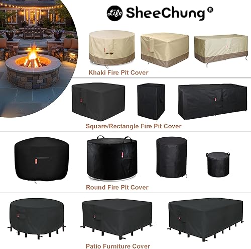 Miniatura 49 de SheeChung Funda rectangular para hoguera, se adapta a mesas de fuego de 44 a 48 pulgadas, para exteriores, impermeable, anti-rayos UV, 600D, funda