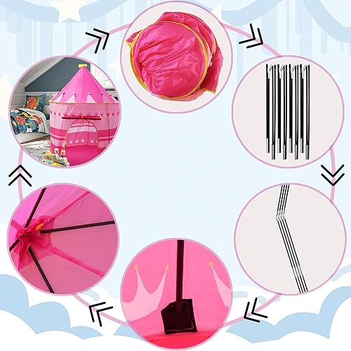 Miniatura 3 de Tienda de campaña Princess Castle, tienda de campaña desplegable para niños, fácil de limpiar, tienda de campaña plegable para interiores y