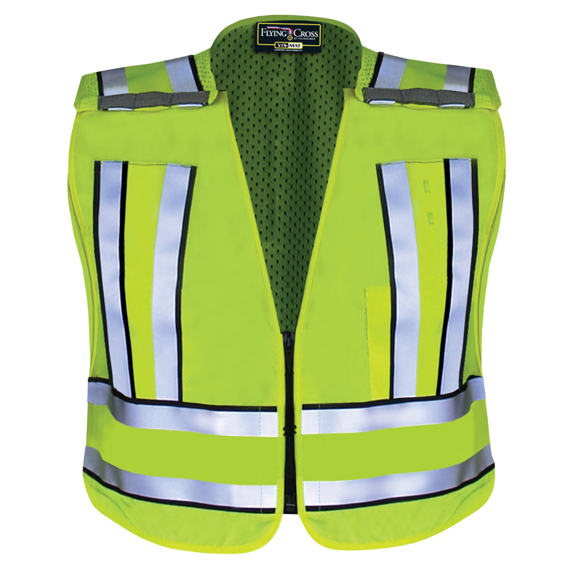 Flying Cross Hi Vis Reflective Safety Vest for Men and Women, Water Resistant, Neon High Visibility, Class 2