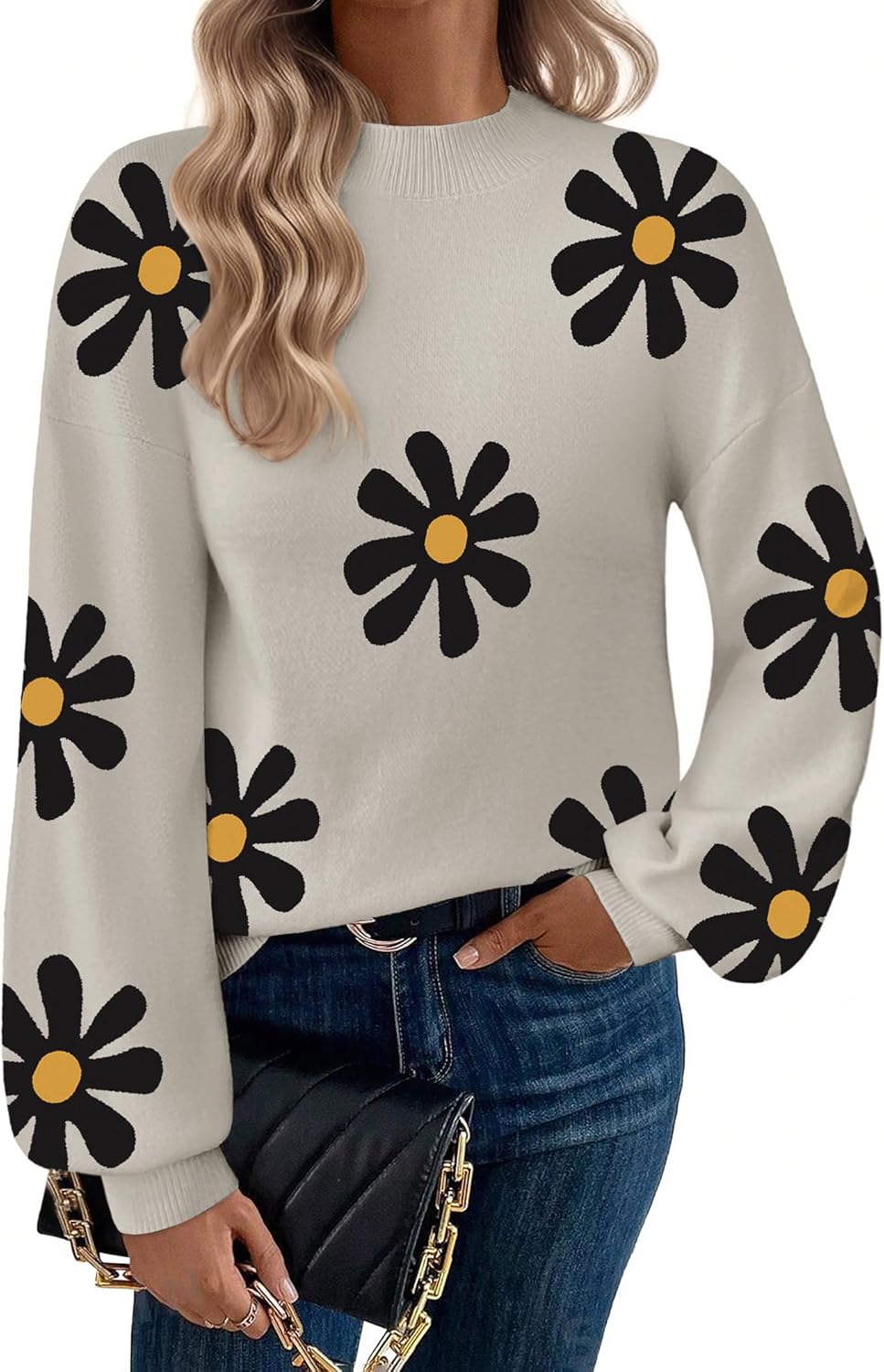 Zeagoo Sweaters for Women Fall Fashion 2025 Trendy Long Sleeve Turtleneck Pullover Lantern Knit Sweater Tops