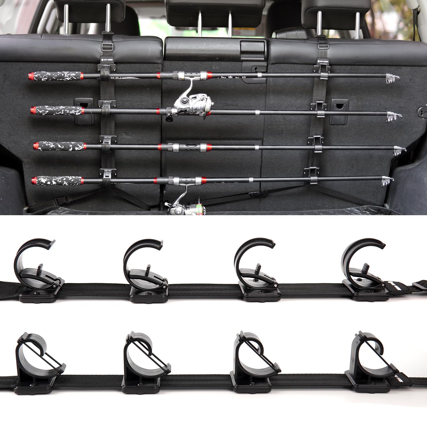 OJYDOIIIY Fishing Rod Racks for Car, 4-Rod or Combos Capacity Rod Holder for Car,SUV,Truck Front or Rear Seats : Sports & Outdoors