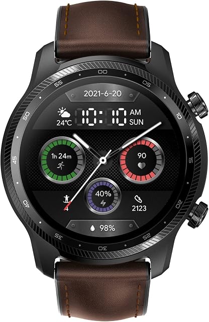 Ticwatch Smartwatch Pro 3 Ultra 4G WH11013 LTE z Vodafone OneNumber i Orange eSIM Qualcomm i Mobvoi Dual Wear OS system detekcji tlenu we krwi, czarny ekran