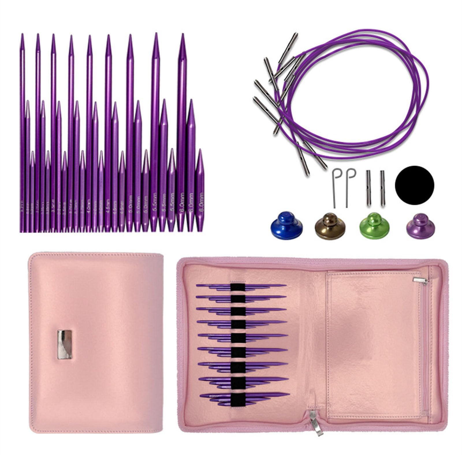 Rundstricknadel 3, 0–6, 0 mm, austauschbares Rundstricknadel Set mit Etui und Zubehör Basteln Rundstricknadel Set mit Zubehör