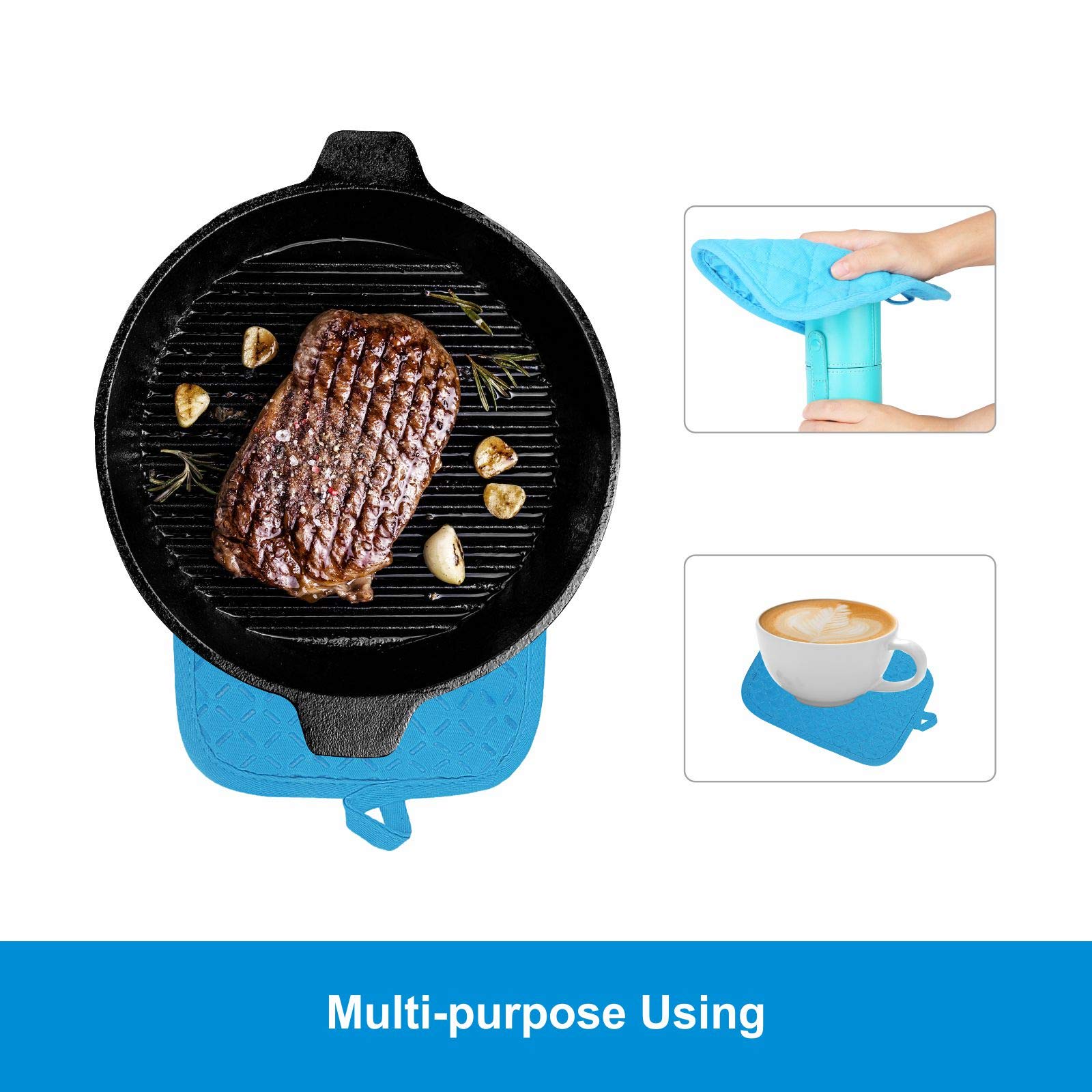 Ofenhandschuhe Leopardenmuster - 4-teiliges Set Hitzebeständig Bis 500°C