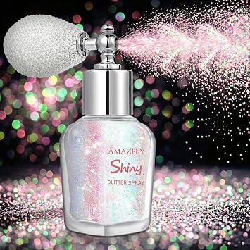 Body Glitter Spray, Loose Body Shimmer Powder Hairspray Fine Glitter Sparkle Highlighter Powder Makeup Mardi Gras Festival for World Cup Concert Party Rave Clothes Hair Face Mermaid