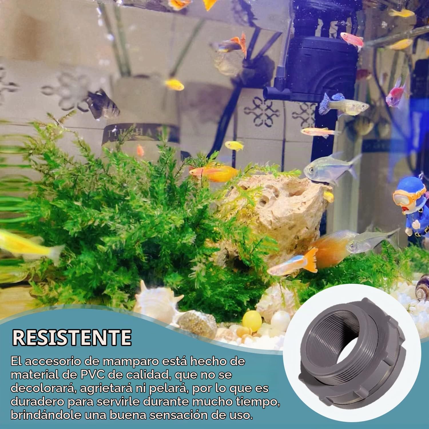 QuQuyi Adaptador de conector de tanque de agua de PVC de 3 pulgadas con tapones a través de tuberías a granel para barriles de lluvia, acuarios, estanques (juego de 1)