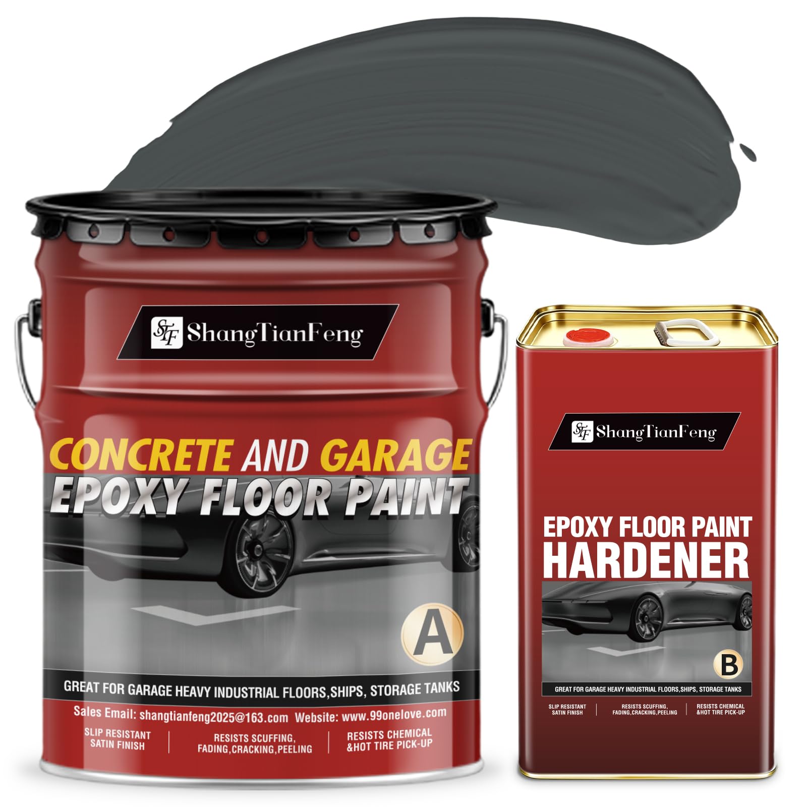 STF ShangTianFeng Epoxy Floor Paint Kit Medium Gray