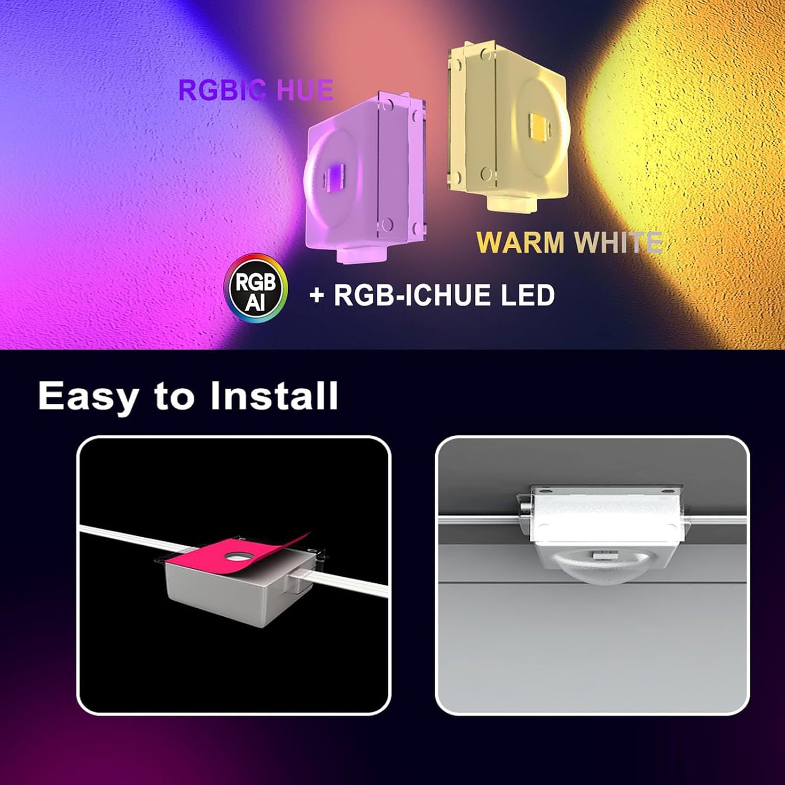 Luces RGB para aleros exteriores, luces de cuerda LED neón inteligentes | Luz de cuerda LED RGB controlada por aplicación con cambio de color y sincronización con música(30m)