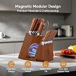 Ensembles de couteaux de cuisine avec bloc, Piklohas 15 Pièces Ensembles de couteau avec support magnétique amovible de couteau, acier à haute teneur en carbone Damas Couteau chef ensemble avec steak couteaux, idéal pour le cadeau chaud maison