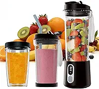 Liquidificador portátil para smoothies, liquidificador pessoal: espremedor elétrico de 500 ml, liquidificadores pequenos de 300 watts para shakes e smoothies, espremedor portátil para comida de bebê