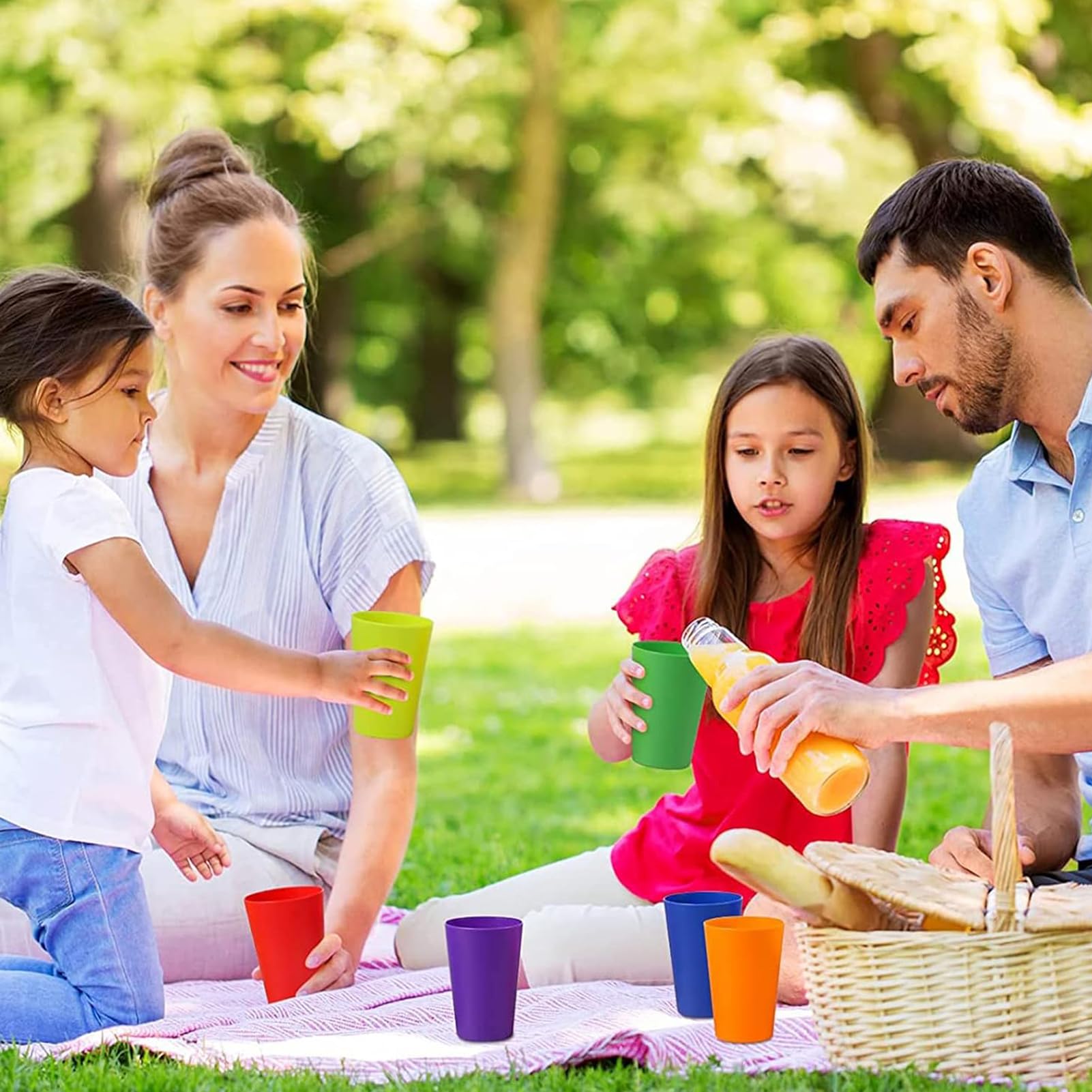 60 Szt Kolorowe Plastikowe Kubki Wielokrotnego Użytku, 260ml 10 Kolorów Plastikowe Kubki Wielokrotnego Użytku do Picia dla Dzieci Imprezy Plenerowe Pikniki Kemping BBQ Podróż Kuchnia