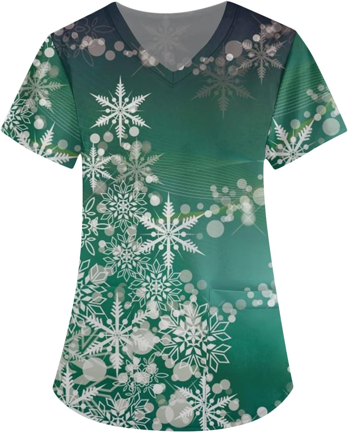Christmas Scrubs for Women V-Neck Fun T Shirts Workwear Healthcare Workers Uniform Fall Scrub Tops Women with Pockets