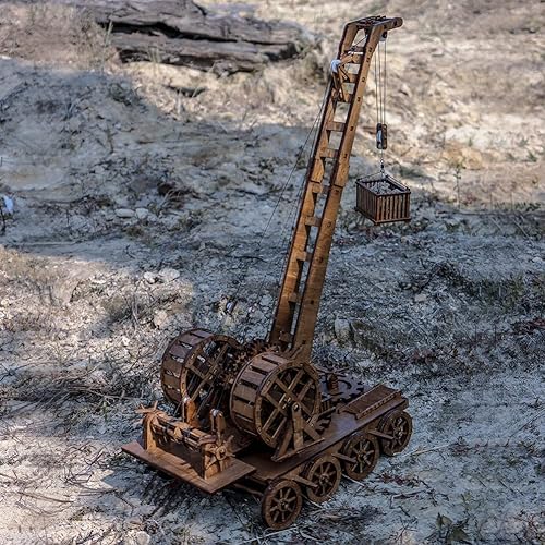 Miniatura 8 de YAQUMW Grúas de madera retro medievales europeas para hacer manualidades y construir juegos de mesa desafiantes kits de modelo de juguete, escala