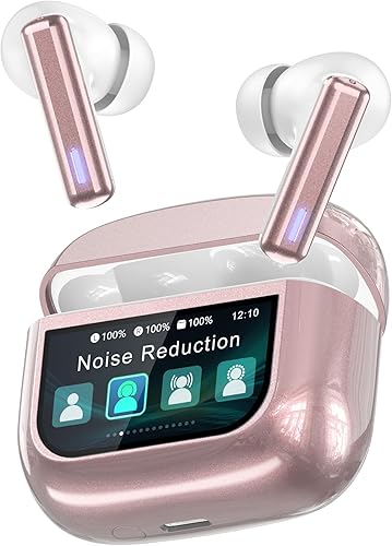 Miniatura 12 de ZIUTY Auriculares inalámbricos Bluetooth, cancelación de ruido ANC/ENC, auriculares con pantalla táctil multifuncional, sonido estéreo 40H para