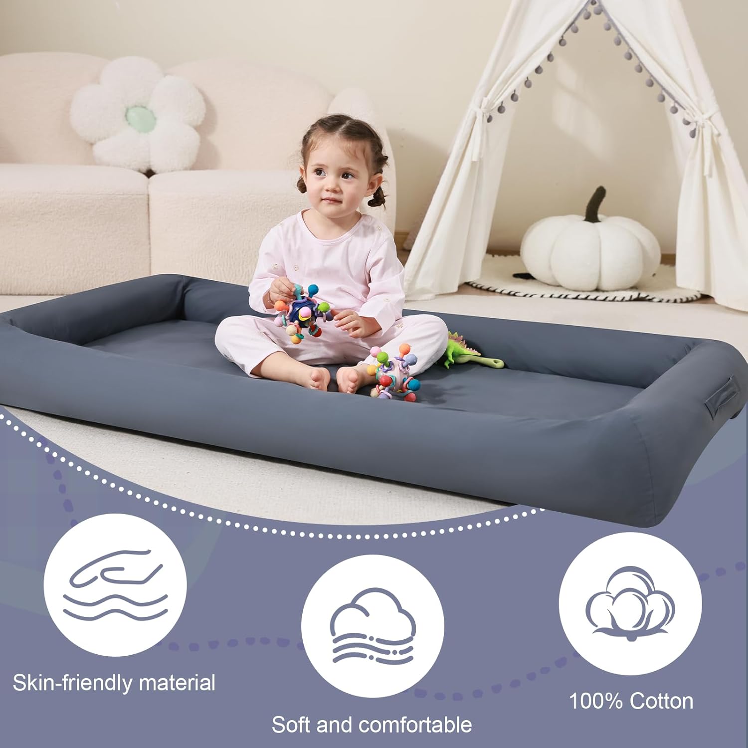 Toddler Bed, Toddler Floor Bed, Kids Bed, Toddler Travel Bed, Toddler Cot, Floor Bed, Portable Toddler Bed