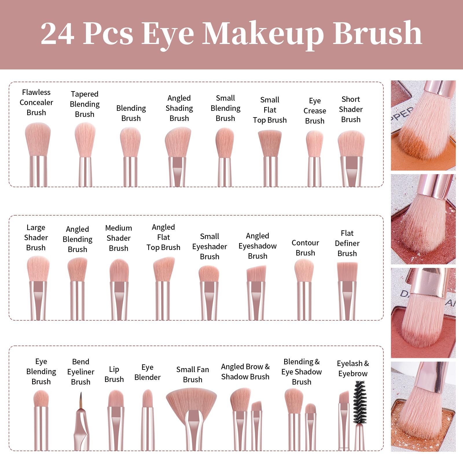 MAANGE Lot de 51 pinceaux de maquillage professionnels pour fond de teint, poudre, anti-cernes, fard à paupières, blush, pinceau de voyage (rose)
