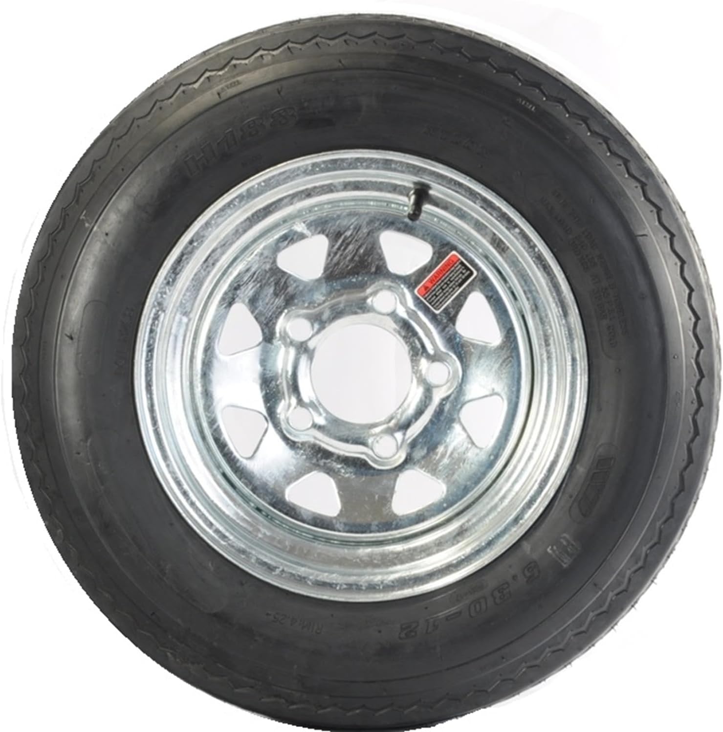 eCustomrim Trailer Tire Rim Assembly 5.30-12 530-12 12 Inch 5 Lug Galvanized Wheel - 2 Year Warranty w/Roadside