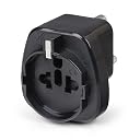 Orei European (Schuko) to India Pin Plug Adapter - Convert European Type E/F Input to India Type D Three Prong Output Connection - Heavy Duty - Black Color (1 Pack) gallery image