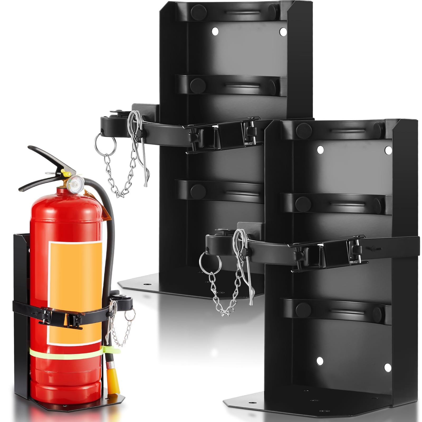 Zonon 2 soportes de extintor de incendios de metal negro de alta resistencia, soporte de pared compatible con extintores de incendios de 20 libras