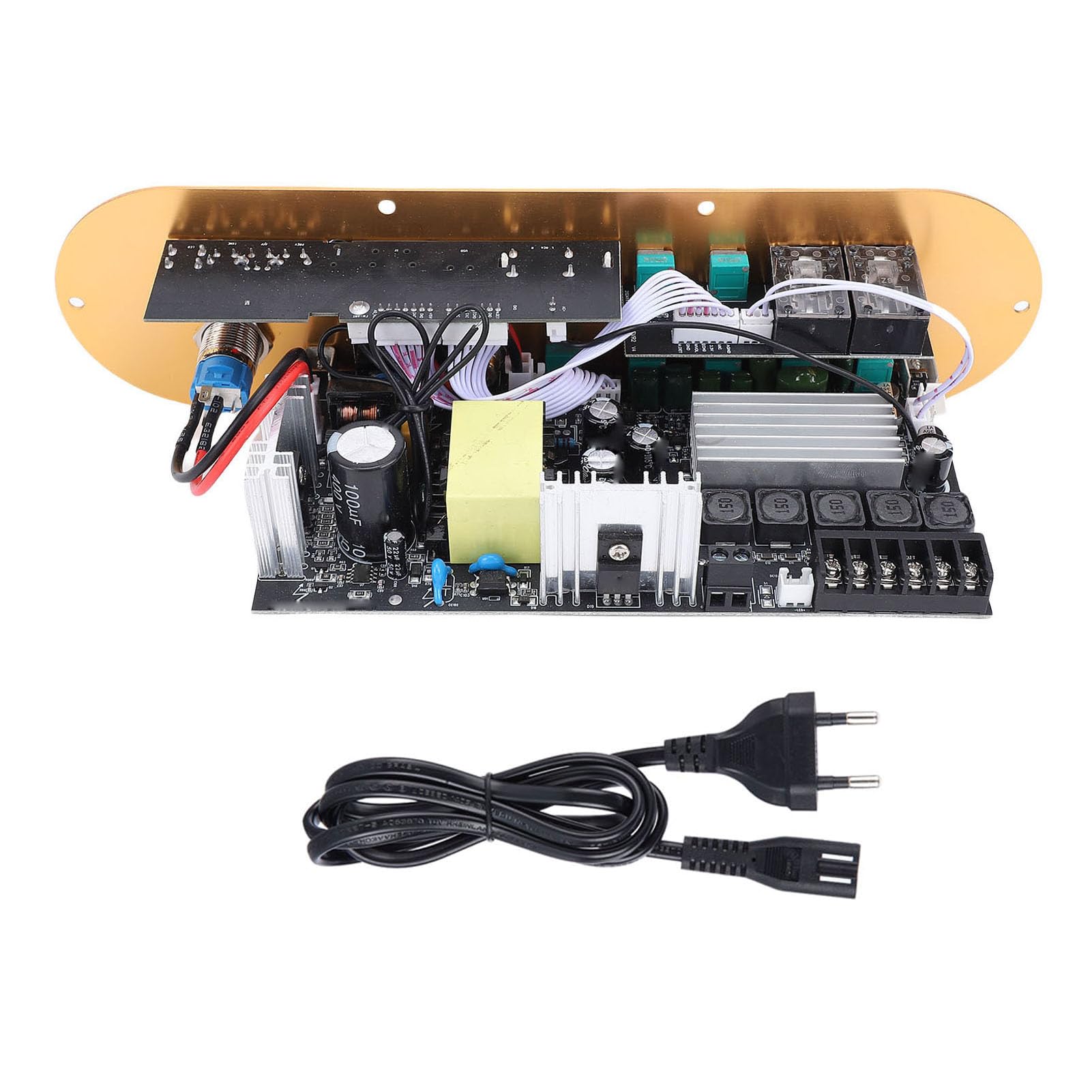 Generic Płyta Wzmacniacza Audio Premium Bluetooth 5.0 2.1-kanałowa Kontrola Dźwięku dla Domowego Studia ze Stopu Aluminium (wtyczka UE)