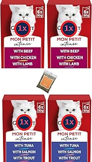 Wet Cat Food Variety Pack Bundle with Meat and Fish Flavours (Total 24 pouches x 50 grams) and 1 UbiPet Catnip