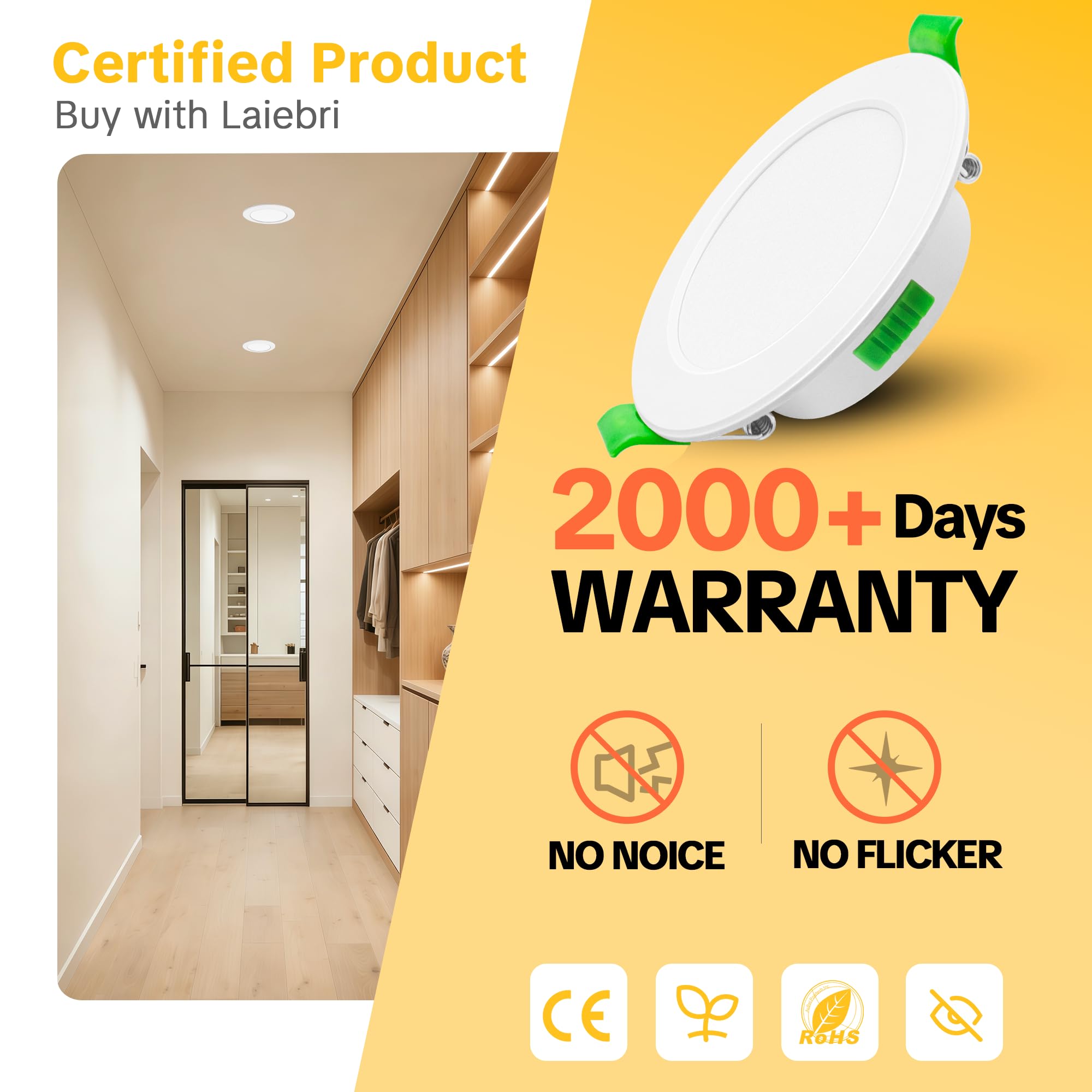 Juego de 10 focos LED empotrables blancos de 230 V - Focos de techo extra planos IP44 - Ø 75-90 mm, 6W, 600lm, 2700 K/4000 K/6000 K - Iluminación LED para baño, salón y cocina NAW