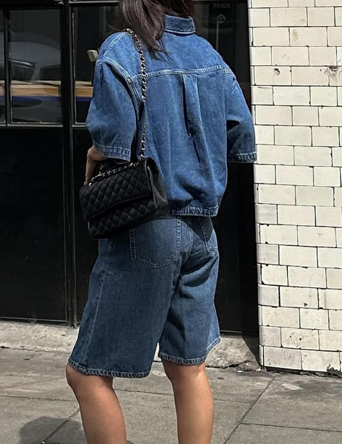 Kedera Women's Denim Shirt Casual Button Down Short Sleeve Jean Shirts Casual Top Outfits Trendy - Image 2