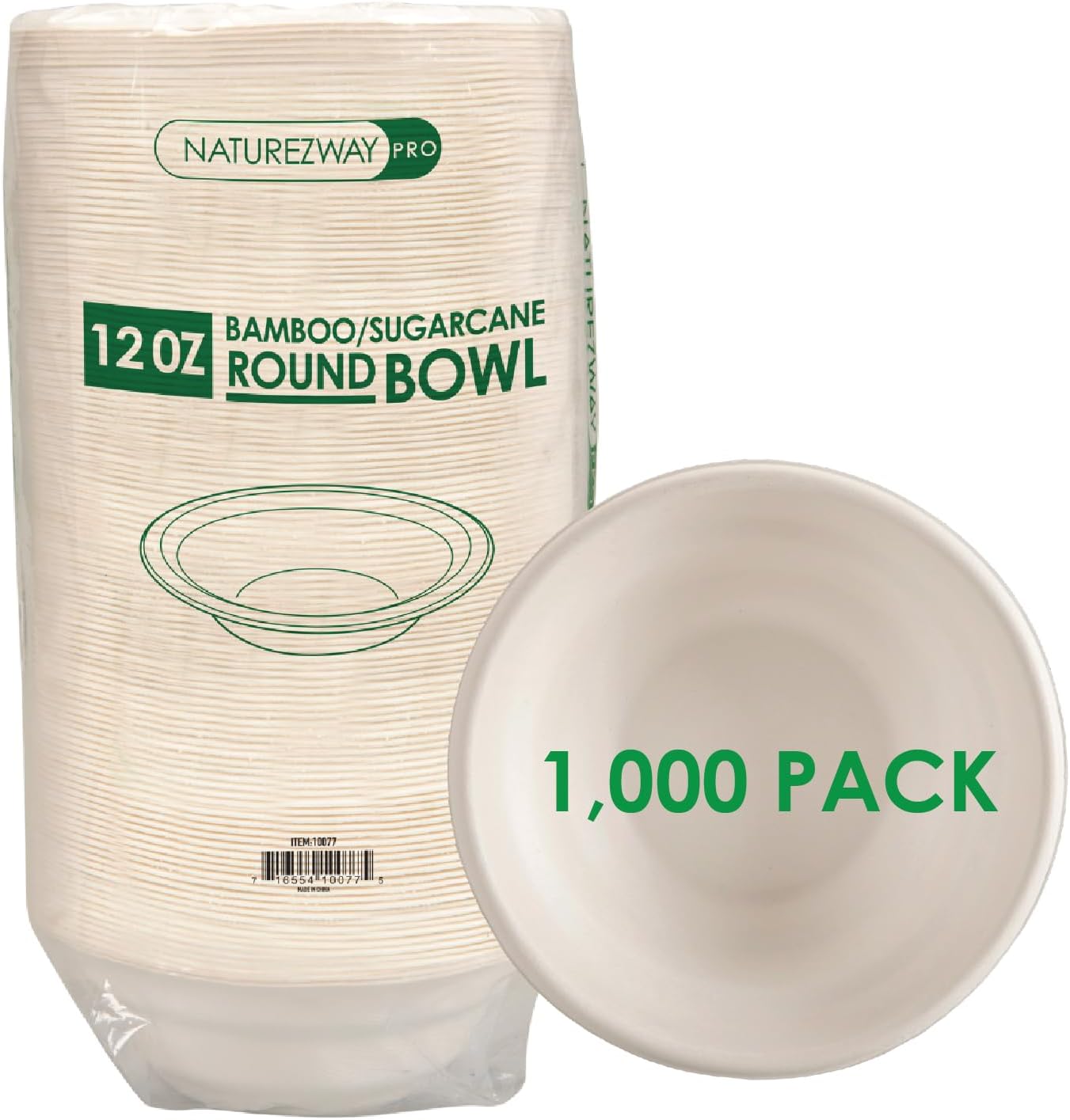 presents: 500-Pack of 10 Round Plates with 3 Compartments - Restaurant Grade Premium Quality Bamboo & Sugarcane Tableware - Eco-Friendly, Tree-Free, Compostable