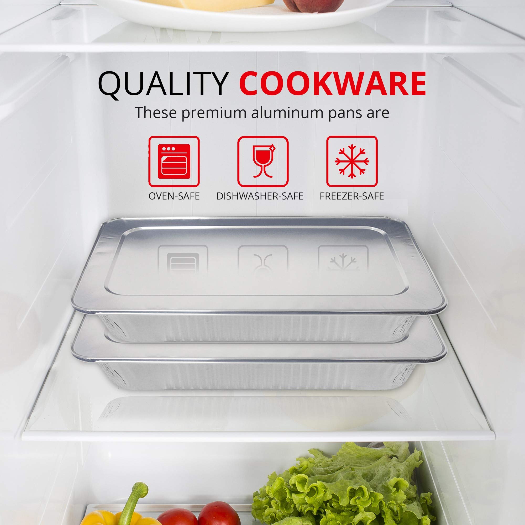 Aluminiowe patelnie z pokrywkami, 21 x 13 jednorazowych patelni do pieczenia z pokrywkami, 10 patelni foliowych i 10 pokrywek foliowych, solidne patelnie gastronomiczne, jednorazowe pojemniki na