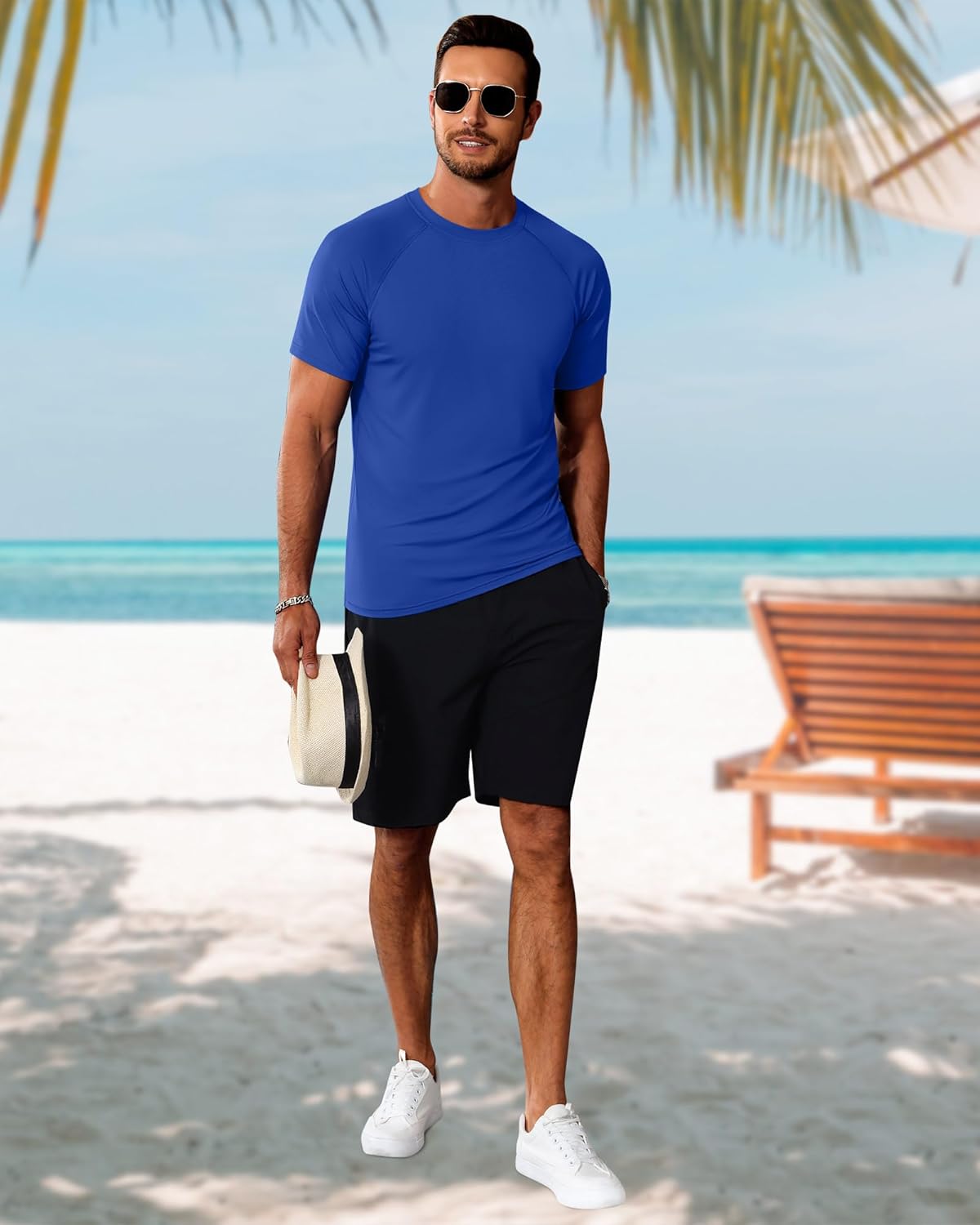 Huukeay 3 Pack Men's Short Sleeve Swim Shirts, UPF 50+ Rash Guard Tees Quick Dry Lightweight Fishing Running Hiking T-Shirts - Image 7