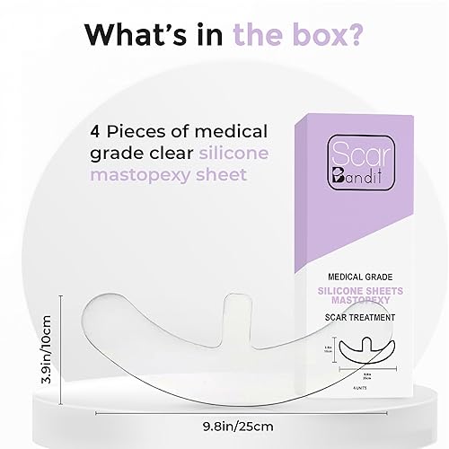 Miniatura 2 de Scarbandit - Hojas de silicona para cicatrices de mama para curación poscirugía y cinta de cicatrices de senos - Reutilizable, transparente y